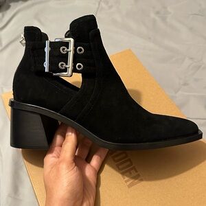 Steve Madden Black Ankle Boots with Metallic Buckles